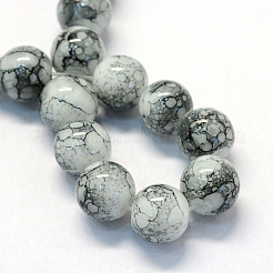 Chapelets de perles en verre rondes verre imprimés&nbsp;DGLA-Q019-10mm-42