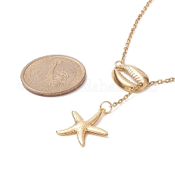 304 Edelstahl Muschel mit Sternanhänger Lasso-Halskette für Damen&nbsp;NJEW-JN04208-01