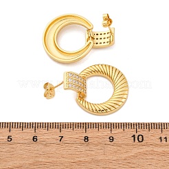 Orecchini pendenti in ottone con micro pavé di zirconi cubici trasparenti&nbsp;EJEW-R025-08G