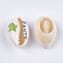 Perlas de concha de cowrie impresas&nbsp;SHEL-S276-12E