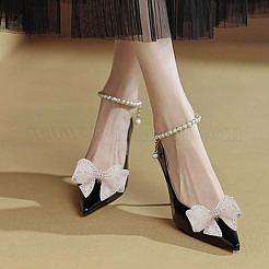 4 Stück 2 Farben Bowknot Polyester Strass Schuhdekorationen&nbsp;AJEW-HY0001-80B