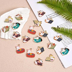24 stücke emaille katze charme anhänger niedliche legierung emaille tier charme katze anhänger gemischte form für schmuck halskette armband ohrring machen handwerk&nbsp;JX341A