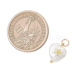 Herzanhänger aus natürlicher barocker Keshi-Perle mit Seestern-Motiv aus einer Legierung&nbsp;PALLOY-JF05014