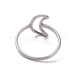 Anlaufgeschützter Fingerring aus 201 Edelstahl mit Halbmond&nbsp;RJEW-J051-37P