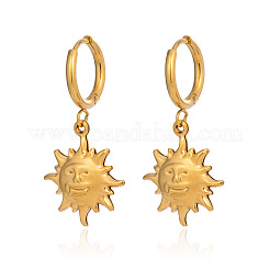 Boucles d'oreilles créoles soleil en acier inoxydable 304&nbsp;DT3255