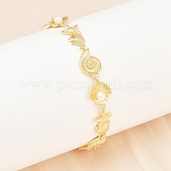 Messing-Gliederkettenarmbänder für Frauen&nbsp;BJEW-A090-07A-G