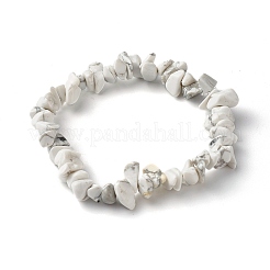 Bracciali elastici sintetici con perline di chip howlite bianche per bambini&nbsp;BJEW-JB06388-07
