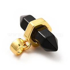 Natürliche Obsidian-Anhänger mit zwei Endstücken&nbsp;G-P481-01G-05