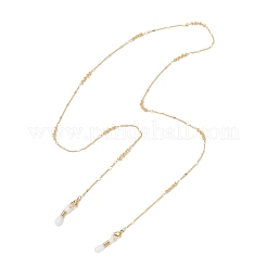 Messing Herz & runde Perlen Gliederkette Brillenketten&nbsp;AJEW-EH00404