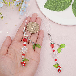 Correas móviles de murano hechas a mano de fresa&nbsp;HJEW-WH0007-31