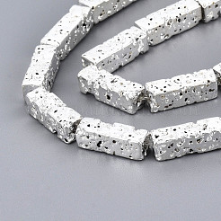 Galvanisierte natürliche Lavasteinperlenstränge&nbsp;G-T114-63S