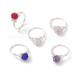 Handgefertigte Polymer Clay Strass Fingerringe für Frauen&nbsp;RJEW-JR00919