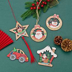 18 pièces thème de noël gros pendentifs en bois naturel&nbsp;WOOD-LS0001-07