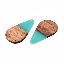 Pendentifs en résine transparente et bois de noyer&nbsp;RESI-N025-030-C04