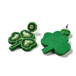 Ohrhänger aus Glasperlen zum St. Patrick's Day&nbsp;EJEW-F327-01A