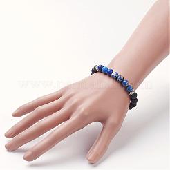 Pulseras elásticas de roca de lava y jaspe imperial natural (teñido)&nbsp;BJEW-JB02755