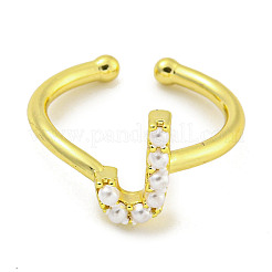 Anillos de puño abiertos de latón chapado en rack para mujer&nbsp;RJEW-F162-01G-J