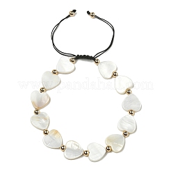 3 Stück 3-Stil-Kreuz-Stern-Herz-natürliche Süßwasser-Muschel geflochtene Perlenarmbänder&nbsp;BJEW-TA00382