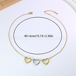 Collares con colgante de triple corazón de acero inoxidable de dos tonos para mujer&nbsp;OL9793