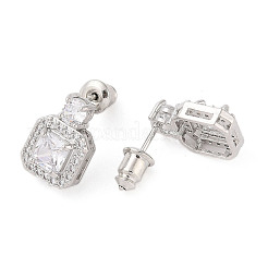 Aretes de latón chapado en rack con micro pavé de circonitas cúbicas&nbsp;EJEW-I304-11P-08