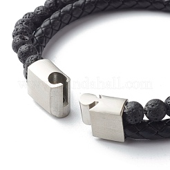 Bracciali multifilo con perline tonde in pietra mista naturale&nbsp;BJEW-JB06566