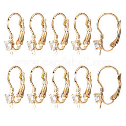 10 pezzo di orecchini a leva in ottone micro pavé di zirconi cubici trasparenti&nbsp;KK-TADJ0001-20B