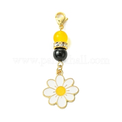 5 pieza de 5 estilos de adornos colgantes de aleación de esmalte con forma de abejas y flores&nbsp;HJEW-TA00319