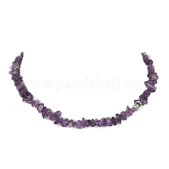 Natürliche Amethyst-Chips-Perlenkette und Stretch-Armband&nbsp;SJEW-JS01281-01