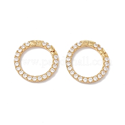 Rack-Plattierung Messing Micro Pave Clear Kubisch Zirconia Spring Gate Ring&nbsp;X-ZIRC-C040-25G