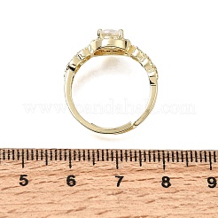 Anelli aperti con polsino in ottone micro pavé di zirconi cubici trasparenti&nbsp;CU-CBA5C10-17G