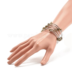 Braccialetti avvolgenti da donna con perline in labradorite naturale a 5 anello&nbsp;BJEW-JB01517-07