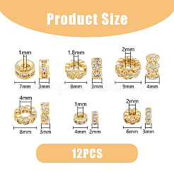 12 pz. 6 perline distanziatrici in ottone micro pavé di zirconi cubici&nbsp;KK-DC0003-52
