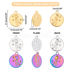 24 pieza de 3 colores de acero inoxidable 304 con rhinestone&nbsp;STAS-DC0010-54