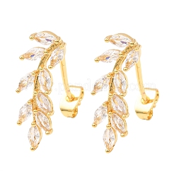 Aretes de latón con circonitas cúbicas pavé para mujer&nbsp;KK-CBADCD7-01G