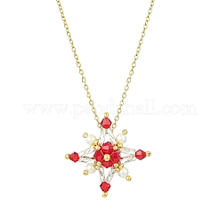 Collane con ciondolo a forma di stella con perline di vetro&nbsp;NJEW-MZ00088-05
