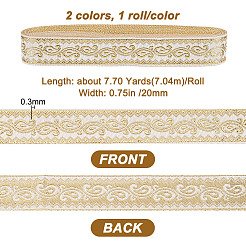 2 rouleau de rubans en polyester à fleurs brodées de style ethnique&nbsp;EJEW-GO0001-02