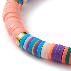 Braccialetti elastici perline heishi in argilla polimerica&nbsp;BJEW-JB05708-01