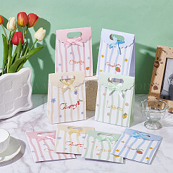 24 Stück 4 Farben Blumendruckpapier Geschenk-Tragetaschen mit Schleife Design&nbsp;ABAG-GO0001-03B