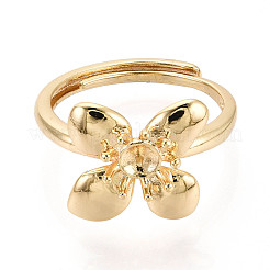 Bagues réglables en laiton avec motif de fleurs&nbsp;LS-KK-T079-20G