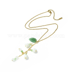 Collier pendentif fleur de vie en verre avec chaînes en acier inoxydable 304 pour femme&nbsp;NJEW-JN04433