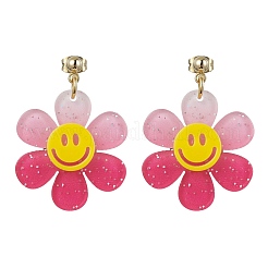 Girasole con orecchini pendenti in acrilico sorridenti&nbsp;EJEW-JE05608