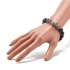 Natürliche Lavagestein runde Perlen ätherisches Öl Angst Aromatherapie Stretch-Armband für Mädchen Frauen Geschenk&nbsp;BJEW-JB07055