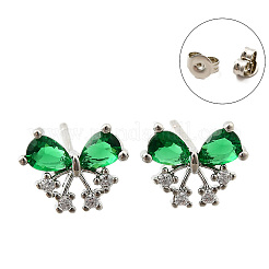 Boucles d'oreilles en laiton avec zircone cubique de micro pave&nbsp;EJEW-M103-09P