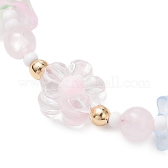 Pulseras de cuentas trenzadas de cuentas de cuarzo rosa natural&nbsp;BJEW-MZ00167-05