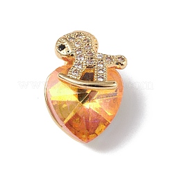 Pendenti in vero ottone placcato in oro 18k placcato in cremagliera con micro pavé di zirconi cubici trasparenti&nbsp;KK-C015-09G