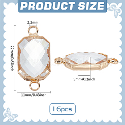 16 pz di ciondolo con connettore in vetro trasparente con pavé in ottone&nbsp;FIND-BC0013-16G