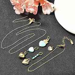Conjuntos de collares y pulseras con colgante de corazón de turquesa sintética&nbsp;SJEW-Q002-05G