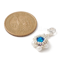 K9 verre strass & coquille perle pendentif décoration&nbsp;HJEW-MZ00028