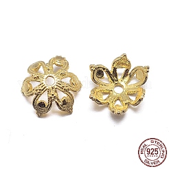 Véritable 18k plaqué or 6-pétale 925 capuchons de perles en argent sterling&nbsp;STER-M100-26