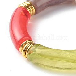 Bracelets extensibles de perles de tube incurvées acryliques de pierres précieuses d'imitation&nbsp;BJEW-JB06588